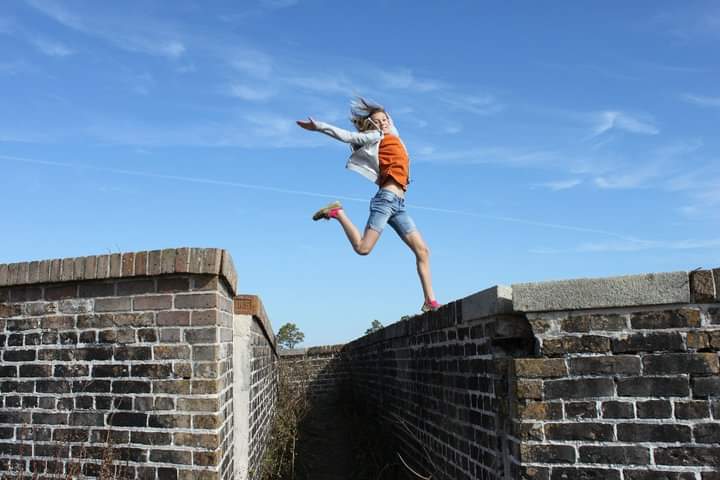 Instagrammale Pensacola, at Fort Pickens taking a leap.