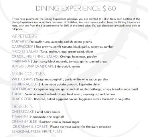 MSC Ocean Cay Menu