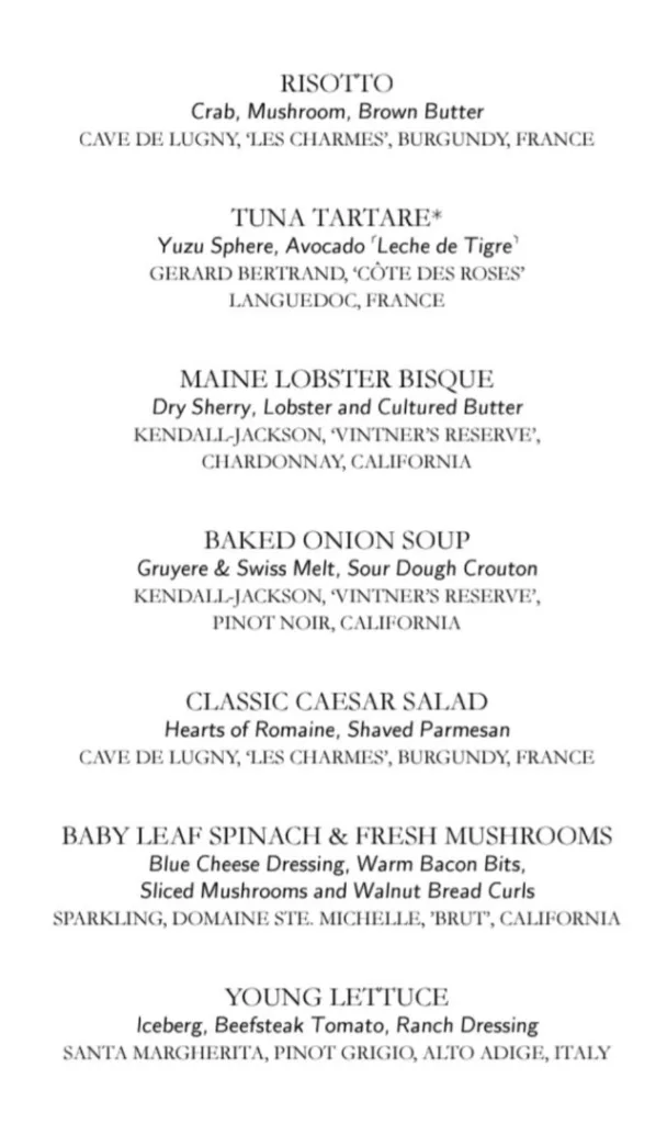 Carnival Spirit Nouveau Menu 2